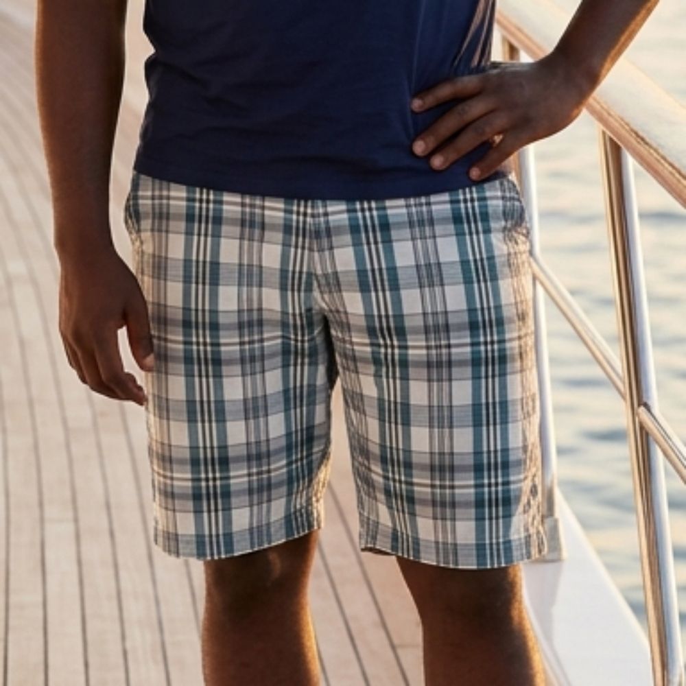 American Eagle Plaid Shorts Men's 38 Blue Classic Length Flat Front Casual Short